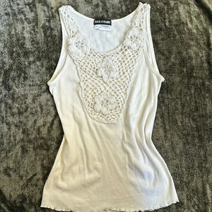 Cream and white crochet tank top #crochet#stone#y2k